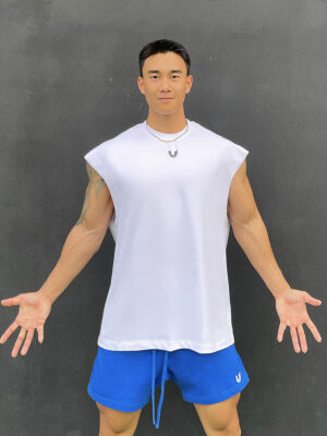 superaspire Summer Sports Tank Top, Men's Loose, Sports and Casual Round Neck, Elastic Solid Color, Breathable Fitness Kam Shoulder T-shirt, Trendy