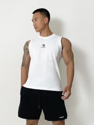 SuperAspire Summer Side contrast color waistcoat sleeveless vest men's sports fitness casual stretch slim fit short T-shirt