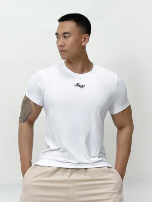 SuperAspire Summer reflective strip short sleeved men's sports and leisure slim fit elastic breathable quick drying fitness short T-shirt