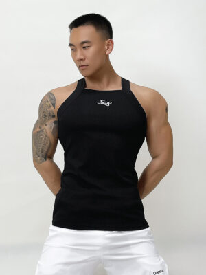 superaspire Summer patchwork suspender vest for men's casual, elastic, slim fit, quick drying, breathable sports, fitness, sleeveless short T-shirt