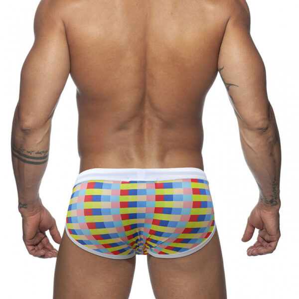 superaspire Rainbow sexy men's bikini swim briefs multi-color blocks quick-drying low waist stylish beach briefs
