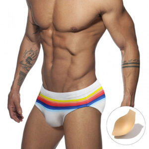O1CN01Fpiw731s7M1niyYwe_985485719-0-cib SuperAspire New Fashionable Men's Sexy Triangle Swimming Pants from Europe and America, Colorful Stripe Printed 3D Men's Swimming Pants with Cup Cover