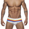 SuperAspire New Fashionable Men's Sexy Triangle Swimming Pants from Europe and America, Colorful Stripe Printed 3D Men's Swimming Pants with Cup Cover