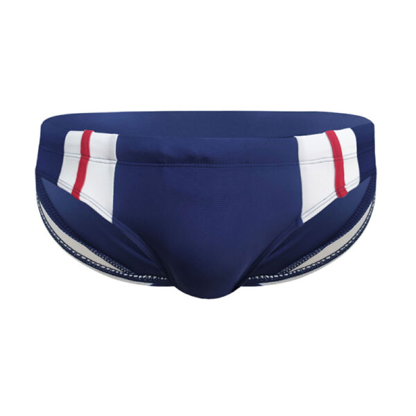 SuperAspire European and American men's color blocking sports style triangle swim trunks with cups for fitness, body building, and swimming for men